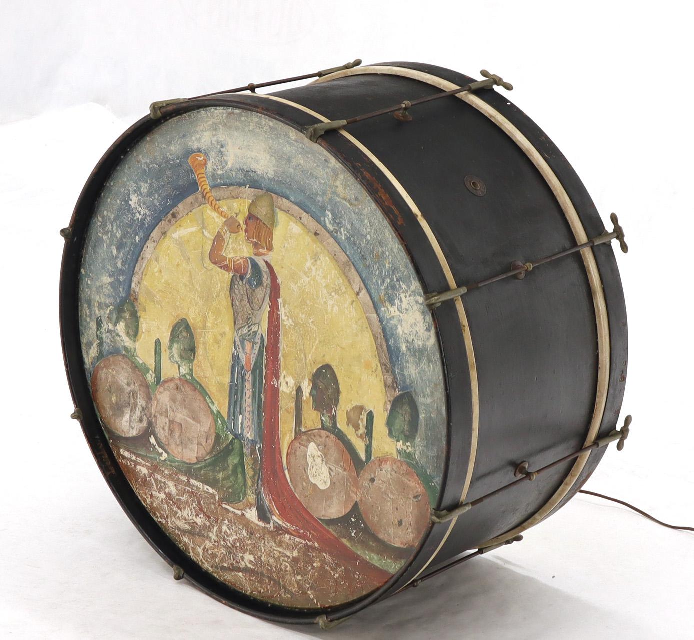 Large Drum Light Fixture Painted and Converted Floor Lamp