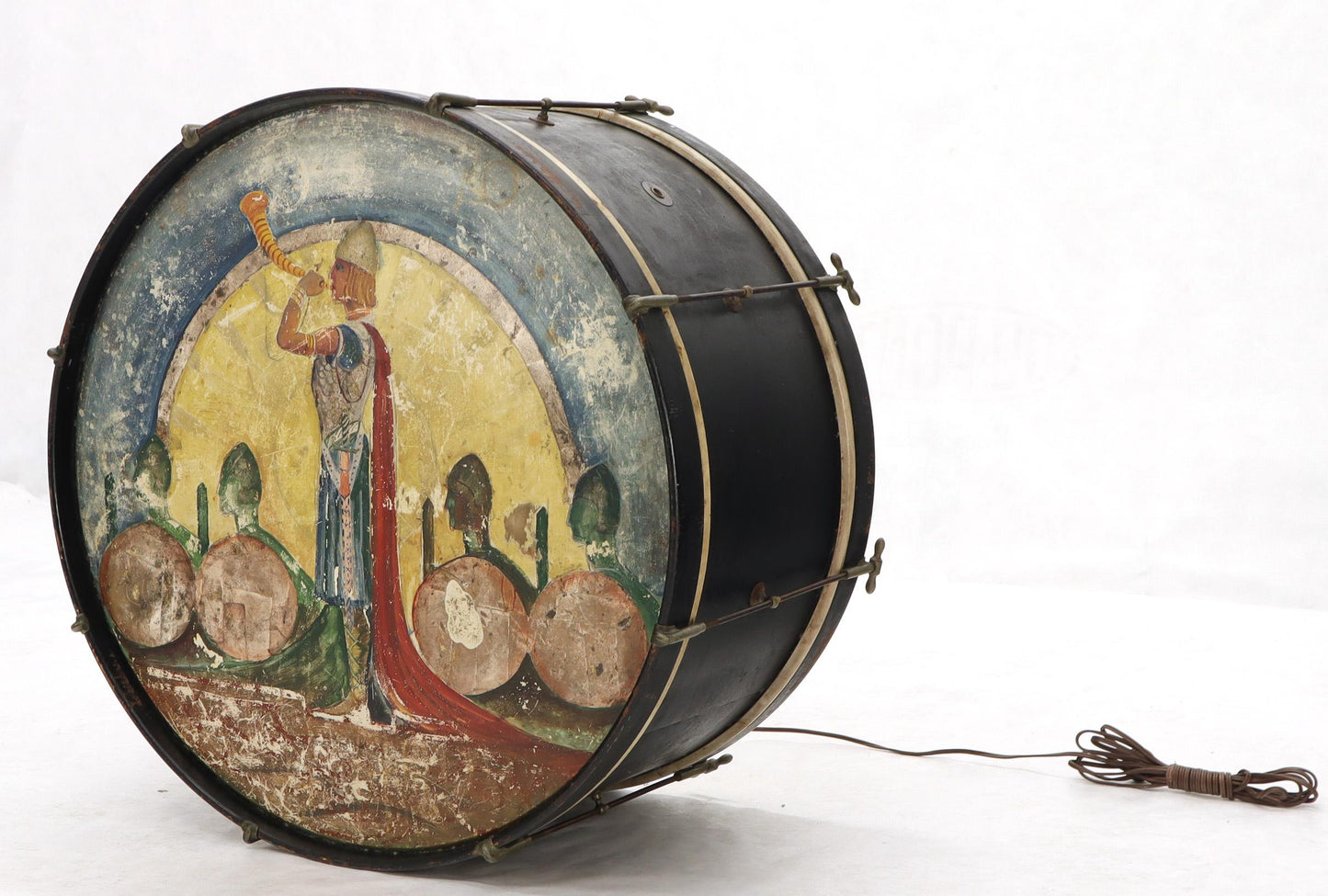 Large Drum Light Fixture Painted and Converted Floor Lamp
