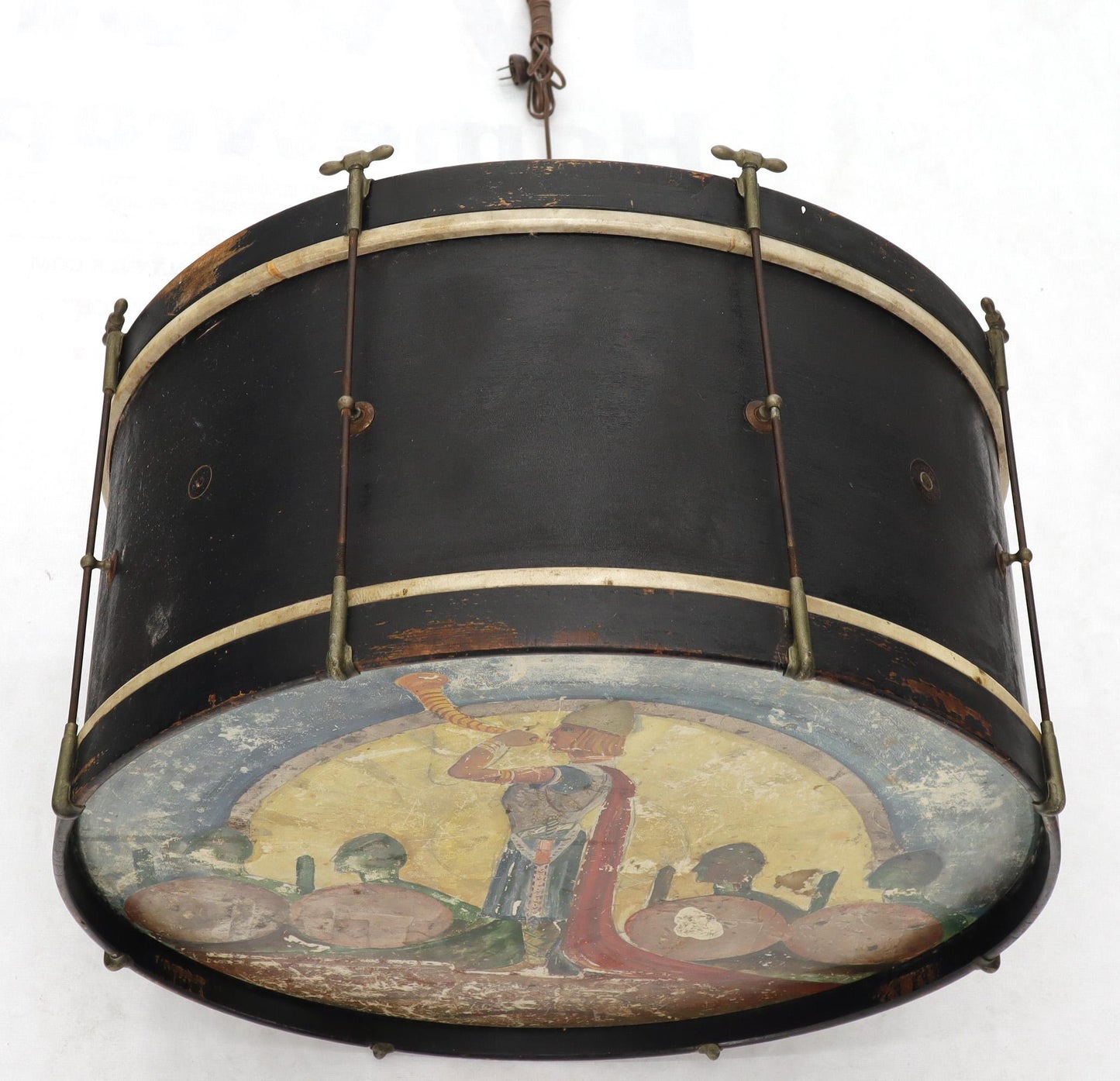 Large Drum Light Fixture Painted and Converted Floor Lamp