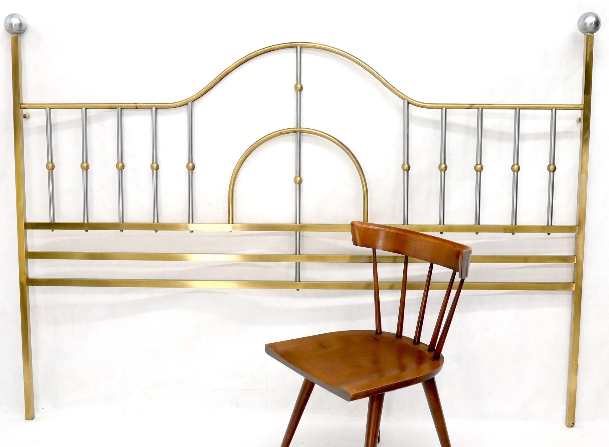 EstablishedLines Mid-Century Modern Brass and Chrome King Size Headboard