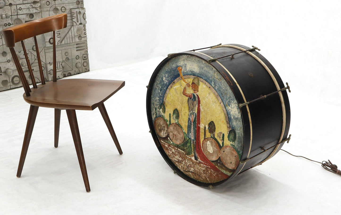 Large Drum Light Fixture Painted and Converted Floor Lamp