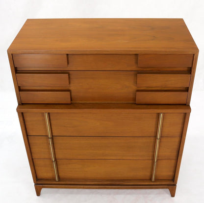 EstablishedLines Mid-Century Modern Five Drawers High Chest Dresser with Brass Accents