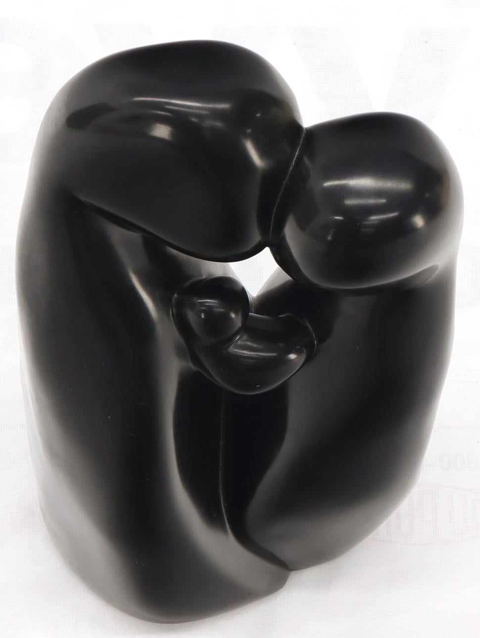 EstablishedLines Large Carved and Polished Onyx Sculpture of Mother and Daughter Theme