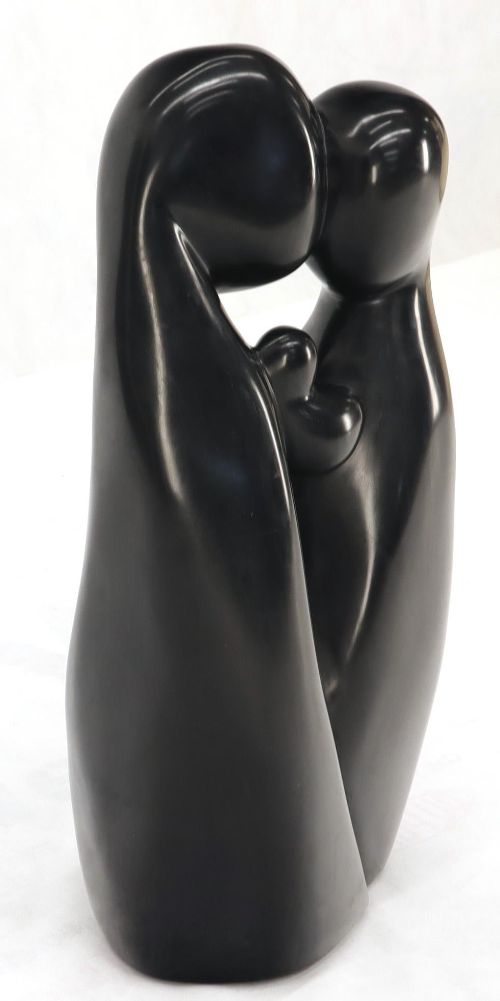 EstablishedLines Large Carved and Polished Onyx Sculpture of Mother and Daughter Theme