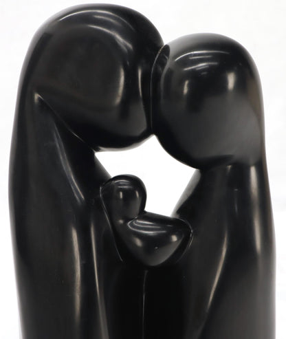 EstablishedLines Large Carved and Polished Onyx Sculpture of Mother and Daughter Theme