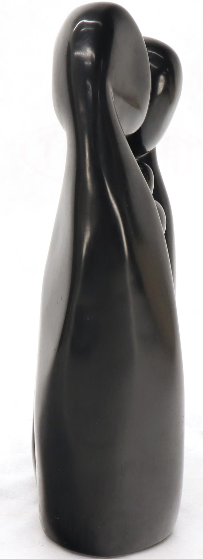 EstablishedLines Large Carved and Polished Onyx Sculpture of Mother and Daughter Theme