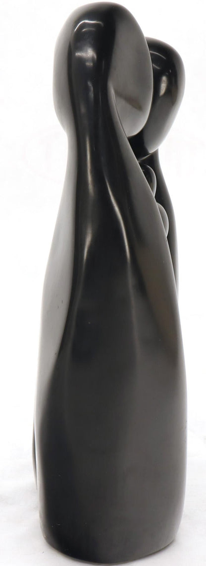 EstablishedLines Large Carved and Polished Onyx Sculpture of Mother and Daughter Theme
