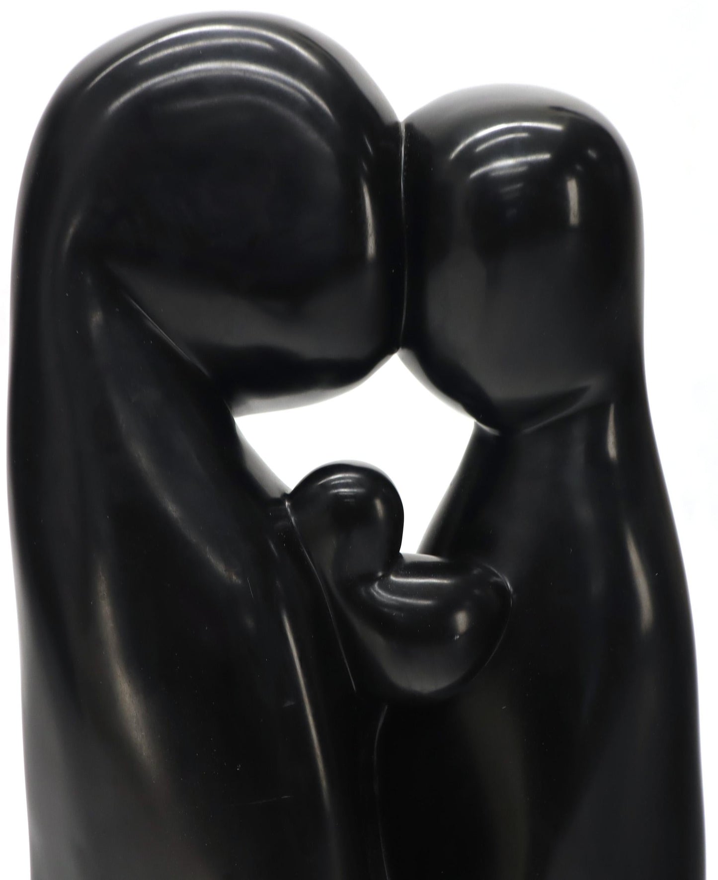 EstablishedLines Large Carved and Polished Onyx Sculpture of Mother and Daughter Theme