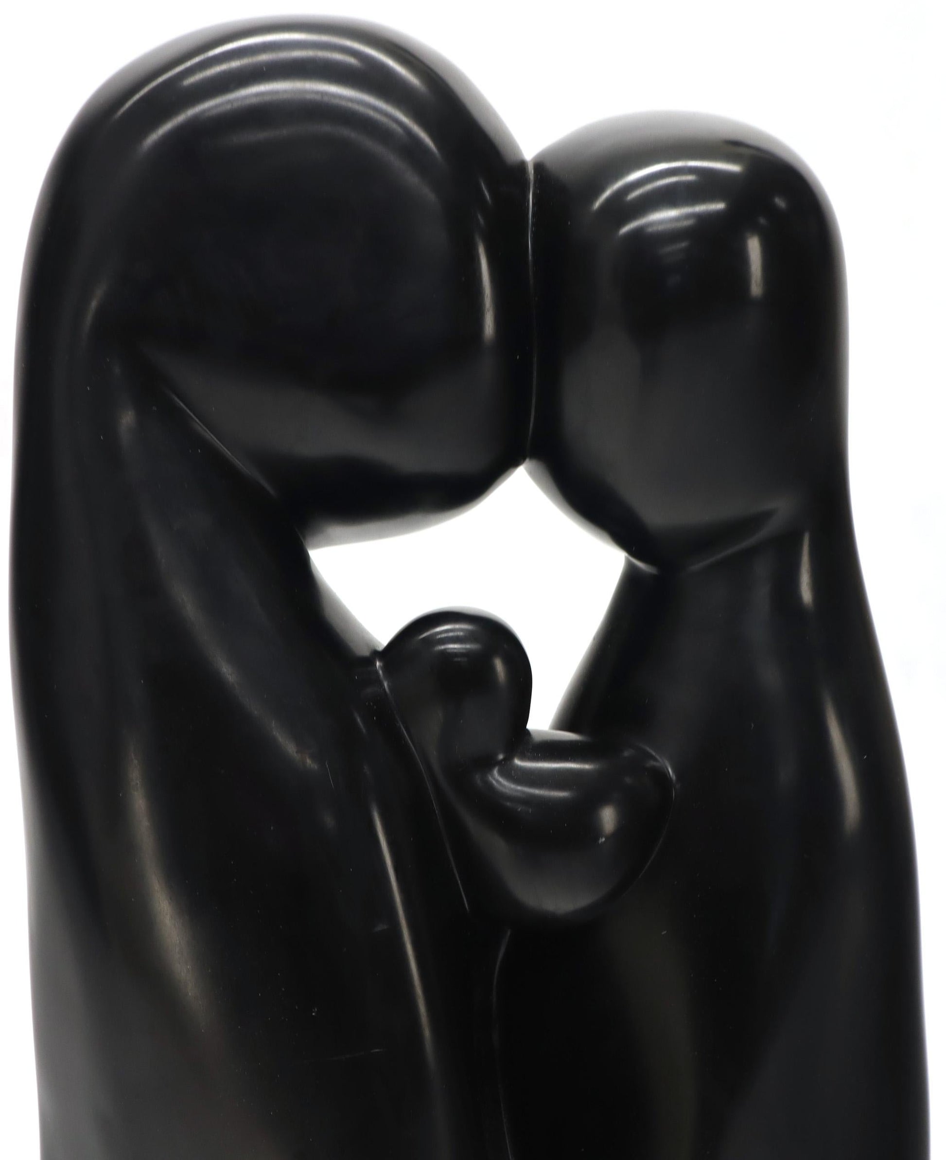 EstablishedLines Large Carved and Polished Onyx Sculpture of Mother and Daughter Theme
