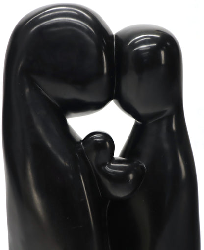 EstablishedLines Large Carved and Polished Onyx Sculpture of Mother and Daughter Theme