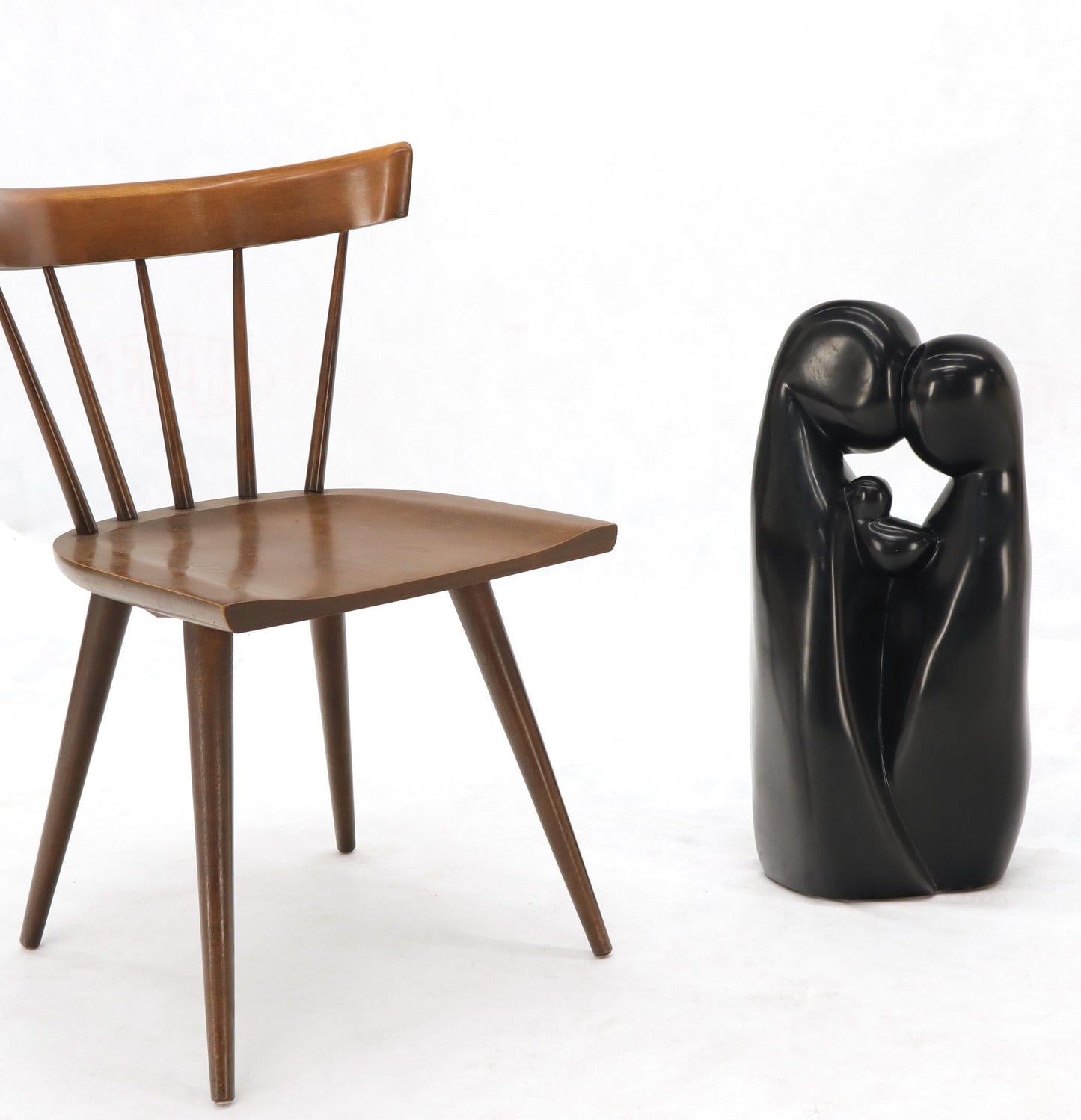 EstablishedLines Large Carved and Polished Onyx Sculpture of Mother and Daughter Theme