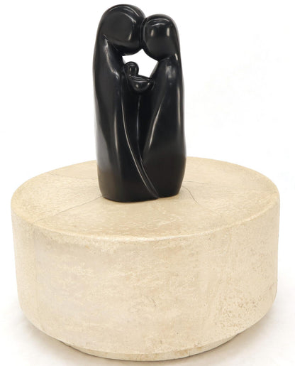 EstablishedLines Large Carved and Polished Onyx Sculpture of Mother and Daughter Theme