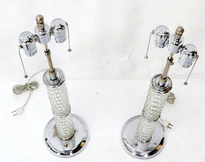EstablishedLines Large Crystal and Chrome Mid-Century Modern Table Lamps