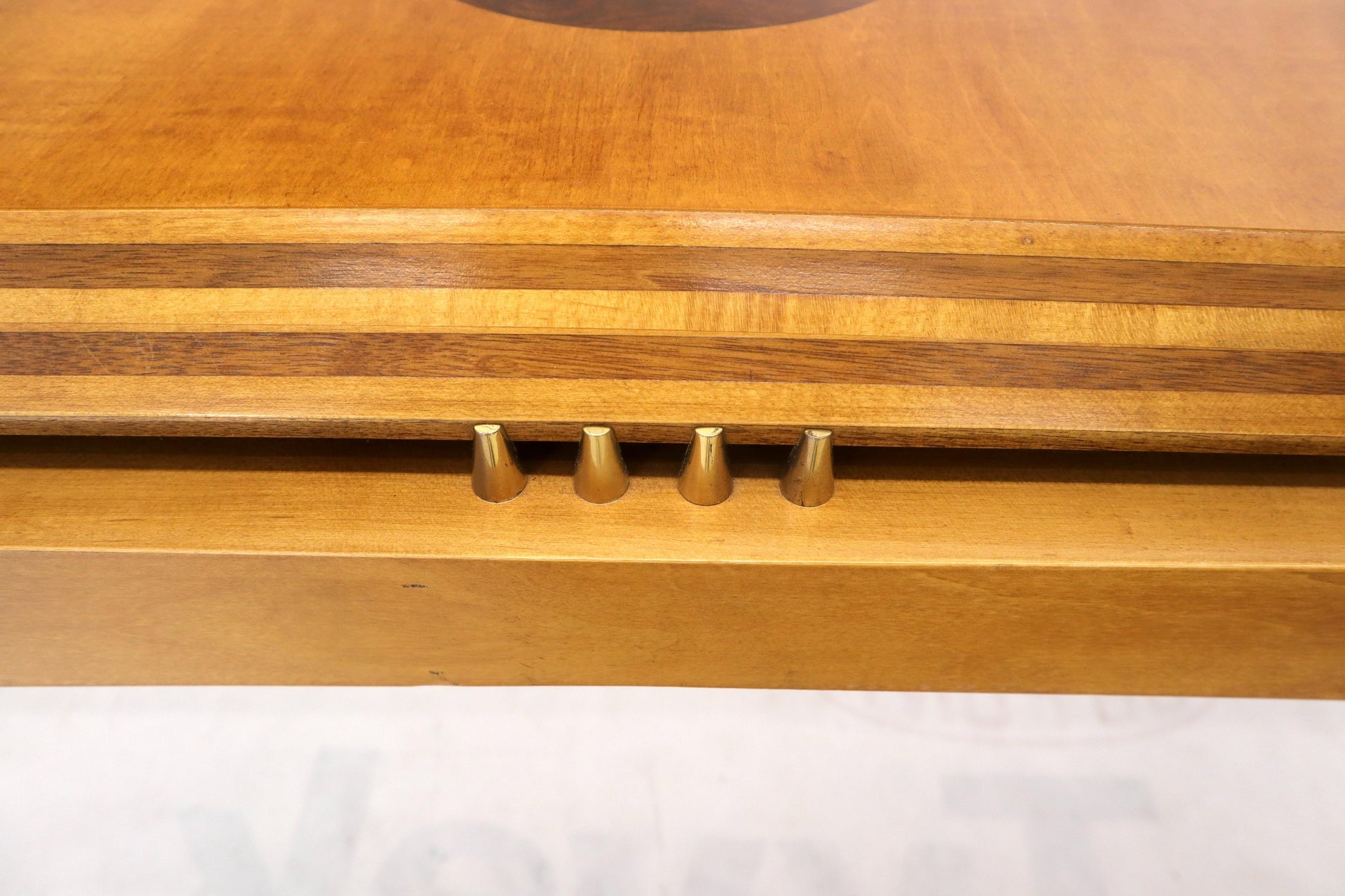 EstablishedLines Henredon Satin and Burl Wood Console Table