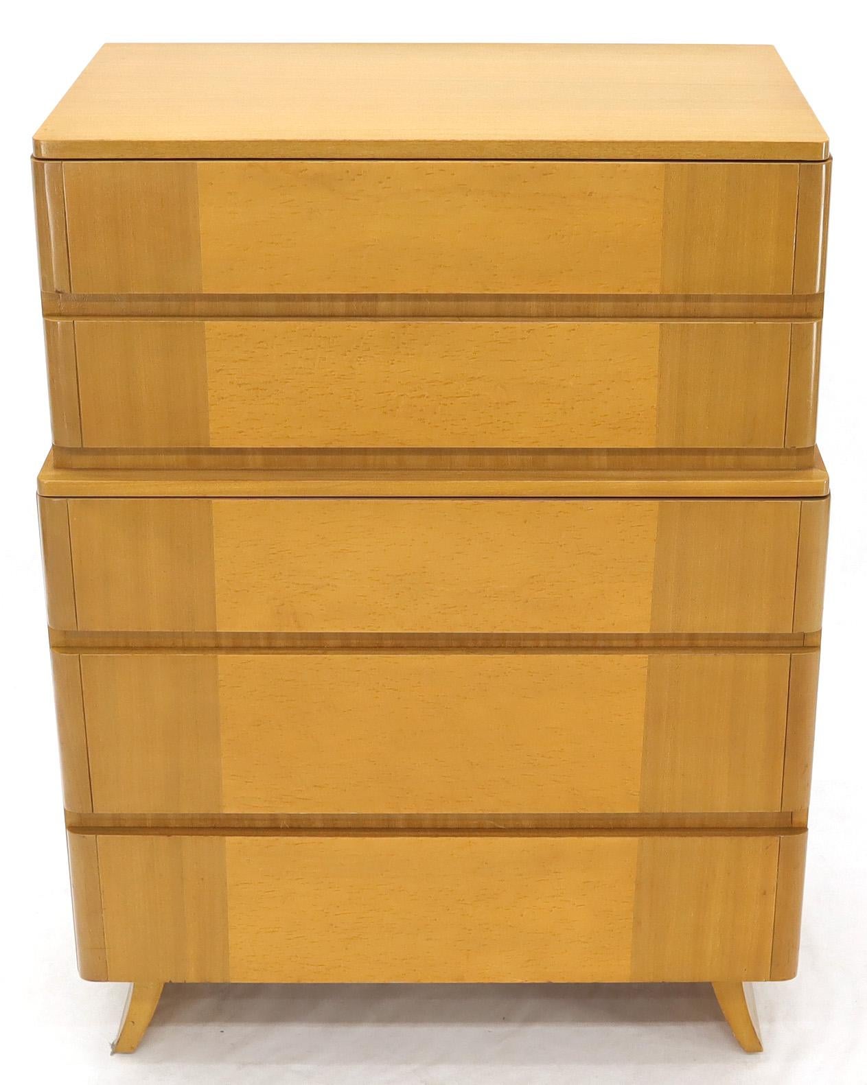 Five Drawers Blond to Gold Mahogany High Chest Dresser