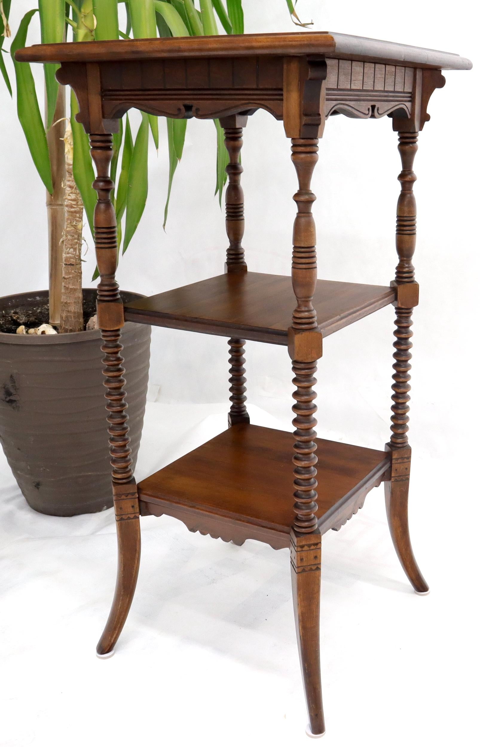 EstablishedLines Victorian Square Three-Tier Stand Corner Lamp Occasional Table Stand