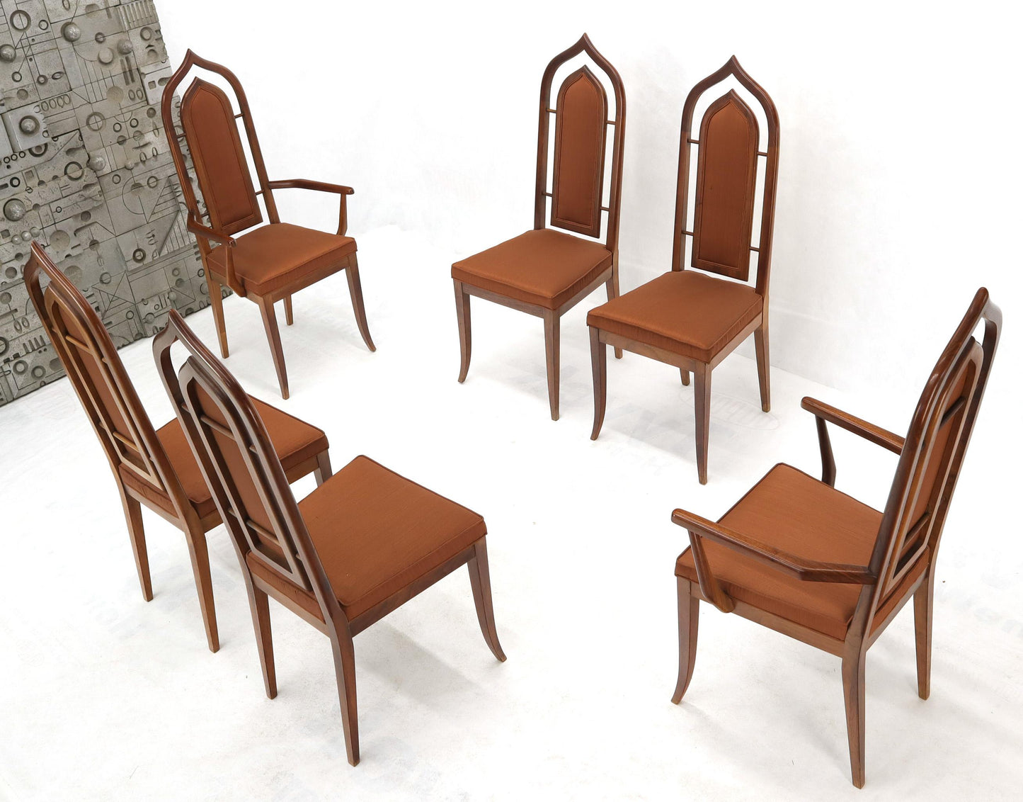 Set of 6 Danish Mid-Century Modern Dining Chairs Dome Shape Back Oiled Walnut