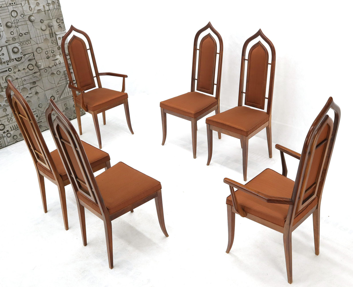 Set of 6 Danish Mid-Century Modern Dining Chairs Dome Shape Back Oiled Walnut