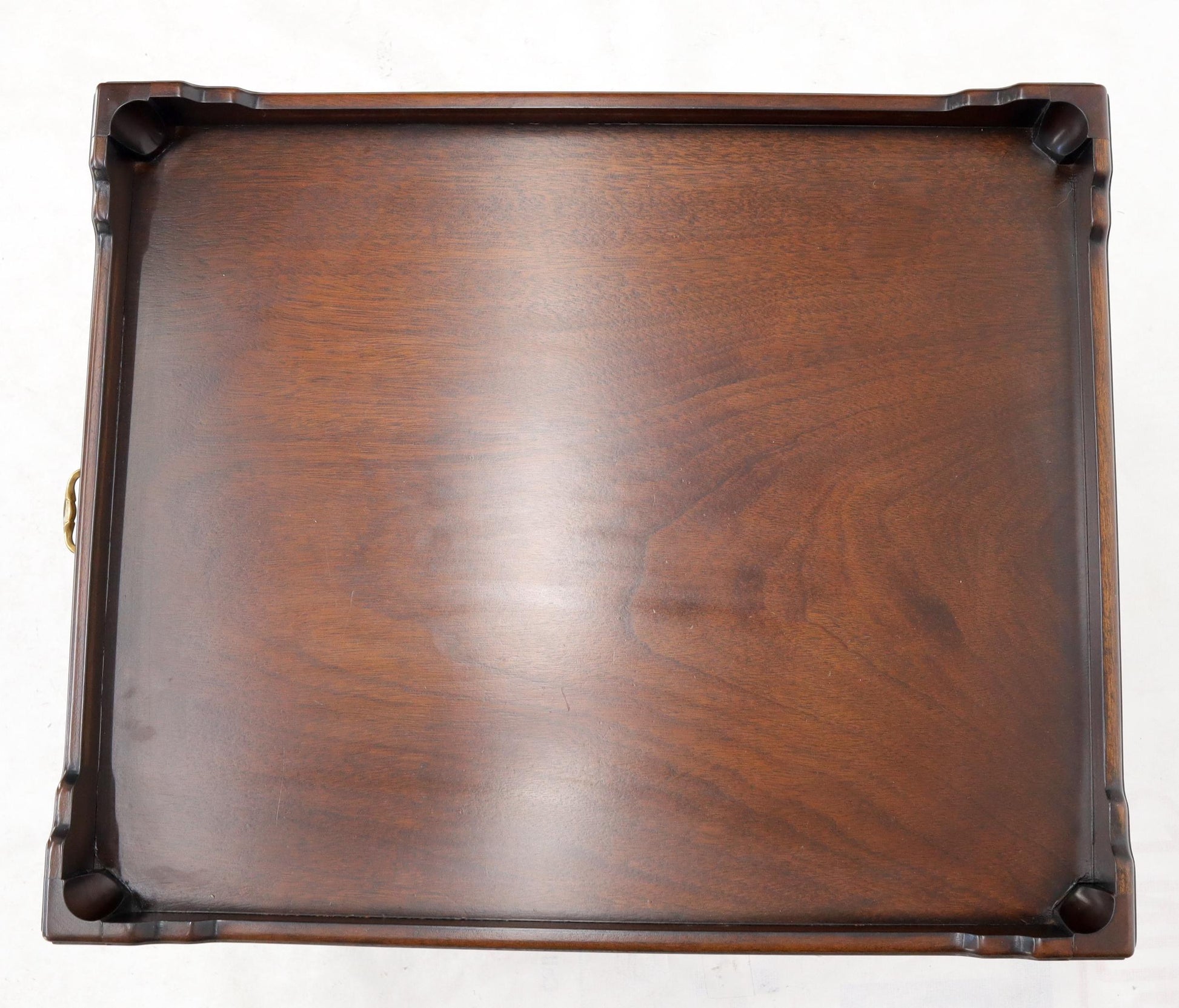 EstablishedLines Southampton Mahogany Gallery Top Brass Drop Pull One-Drawer End Table Stand