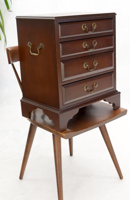 EstablishedLines Miniature 4 Drawers Jewelry Letter Campaign Chest Dresser with Brass Drop Pulls