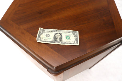 EstablishedLines Pair of Hexagon Walnut End Side Tables w/ One Door Cabinets Storage Compartment