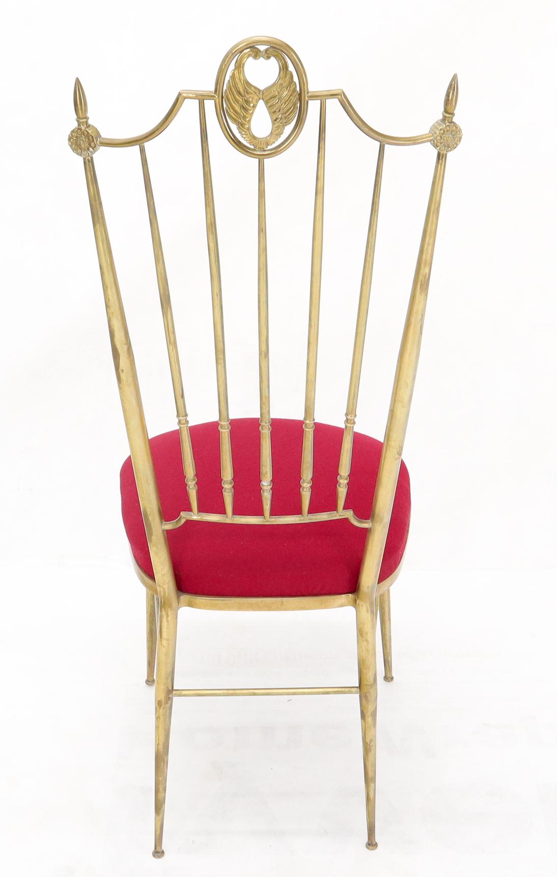 EstablishedLines Set of 3 Italian Solid Brass Chiavari Chairs From 1950s New Upholstery
