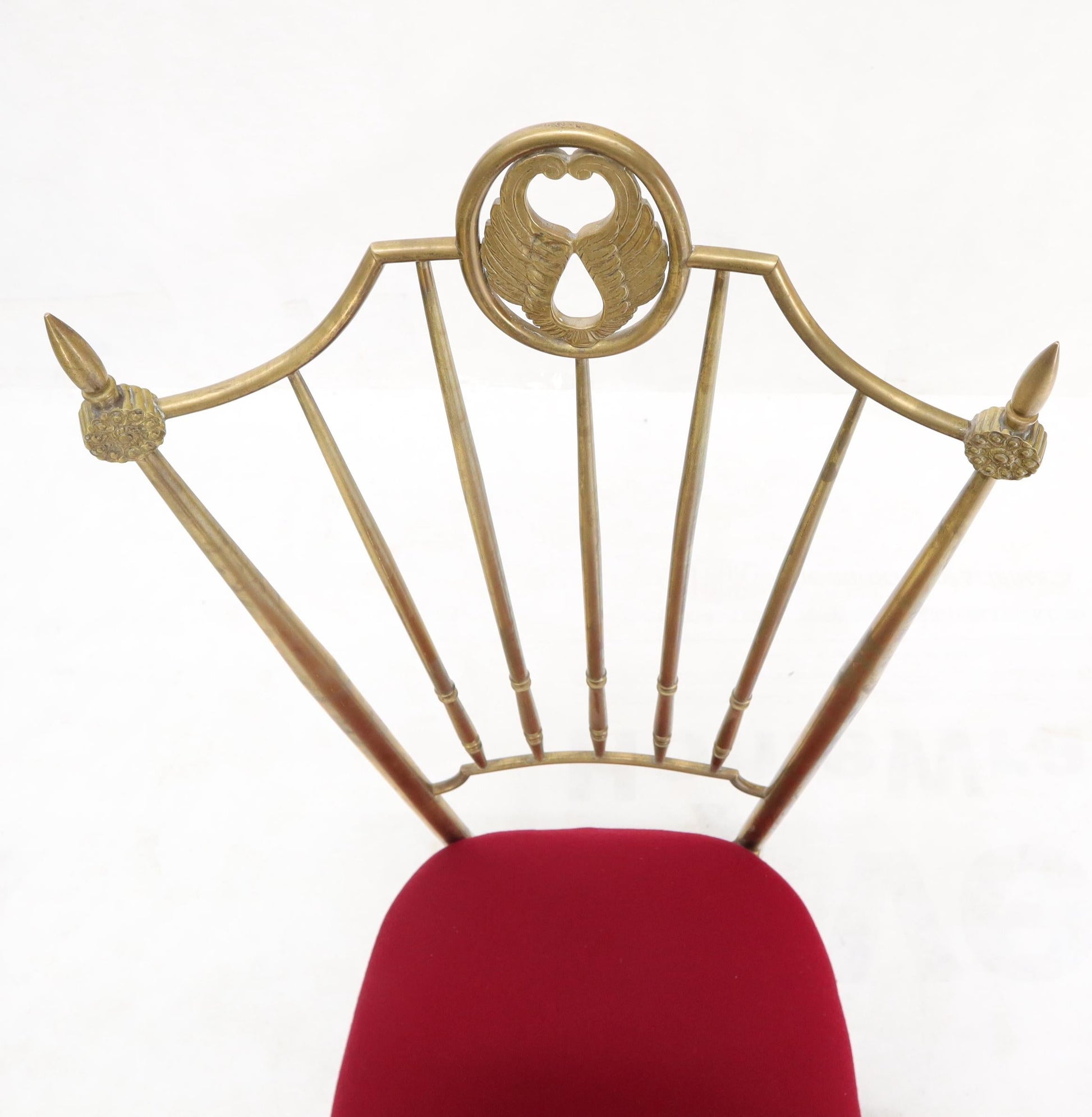 EstablishedLines Set of 3 Italian Solid Brass Chiavari Chairs From 1950s New Upholstery