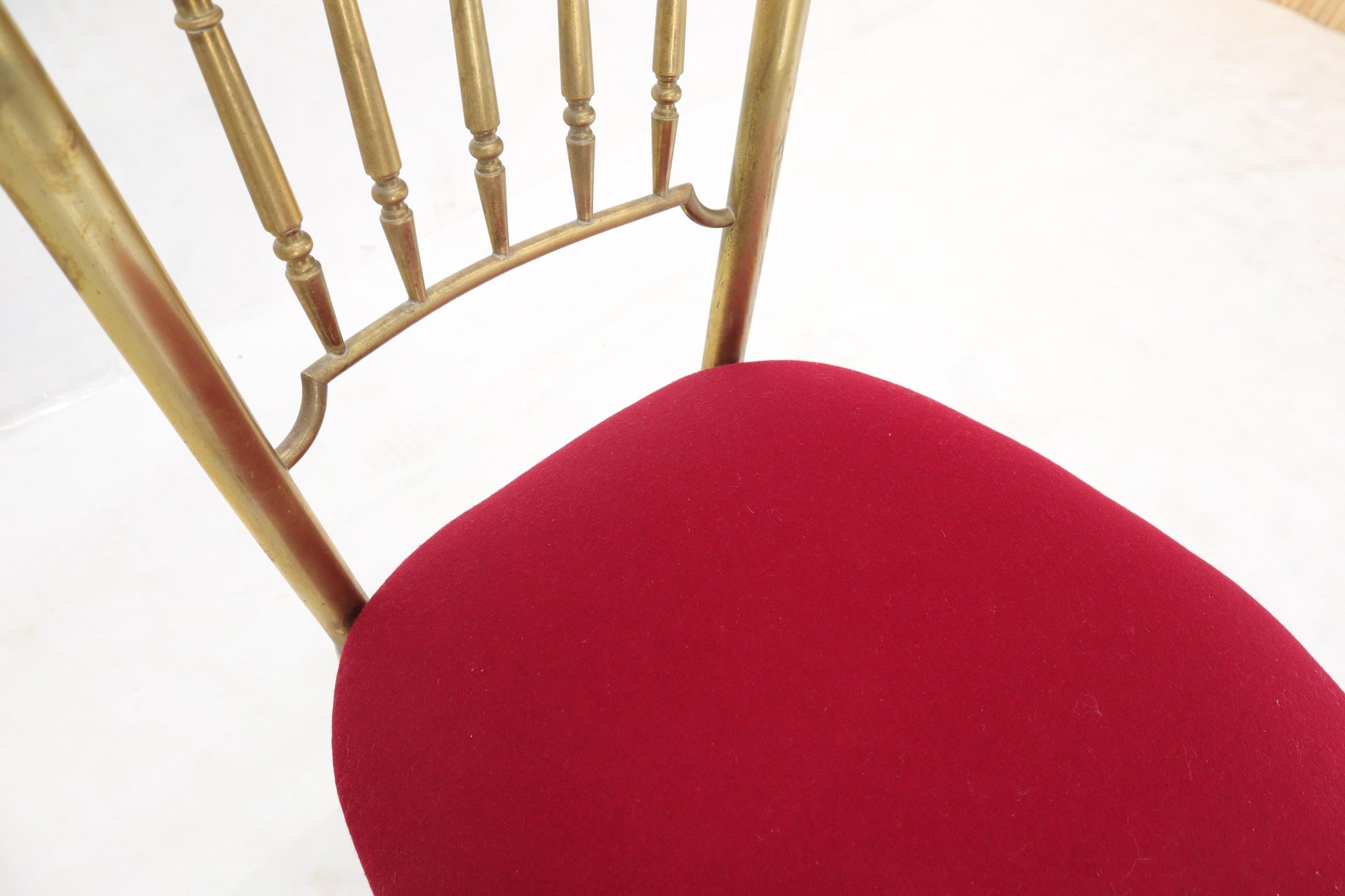 EstablishedLines Set of 3 Italian Solid Brass Chiavari Chairs From 1950s New Upholstery