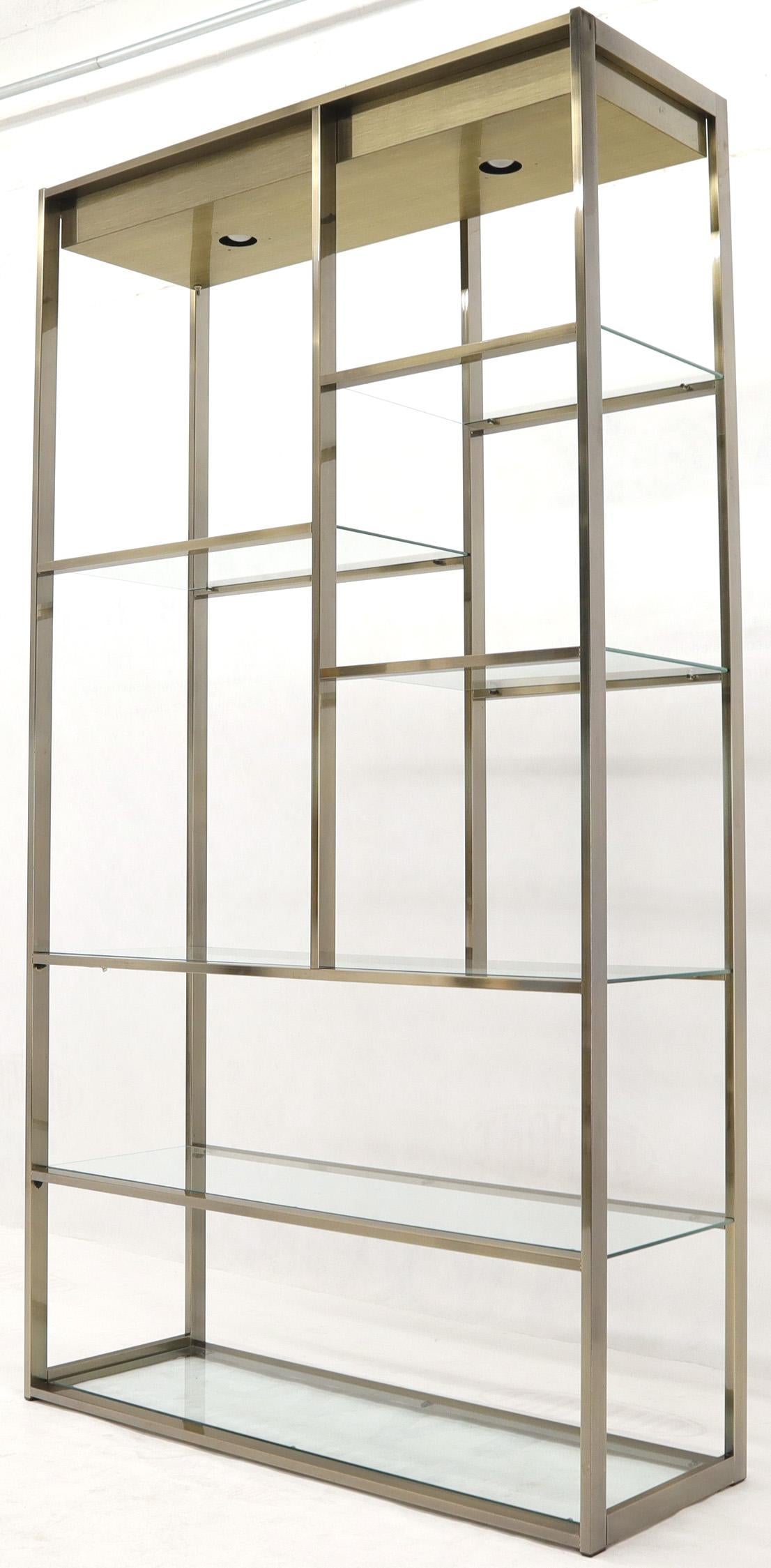EstablishedLines Brass and Glass Lighted Étagère Vitrine