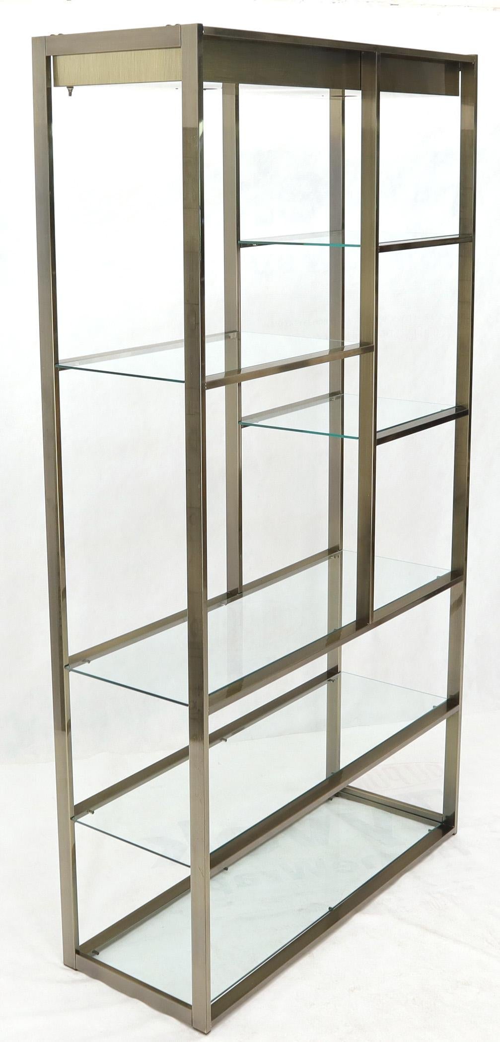 EstablishedLines Brass and Glass Lighted Étagère Vitrine