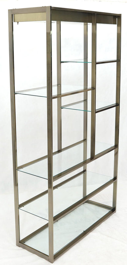 EstablishedLines Brass and Glass Lighted Étagère Vitrine