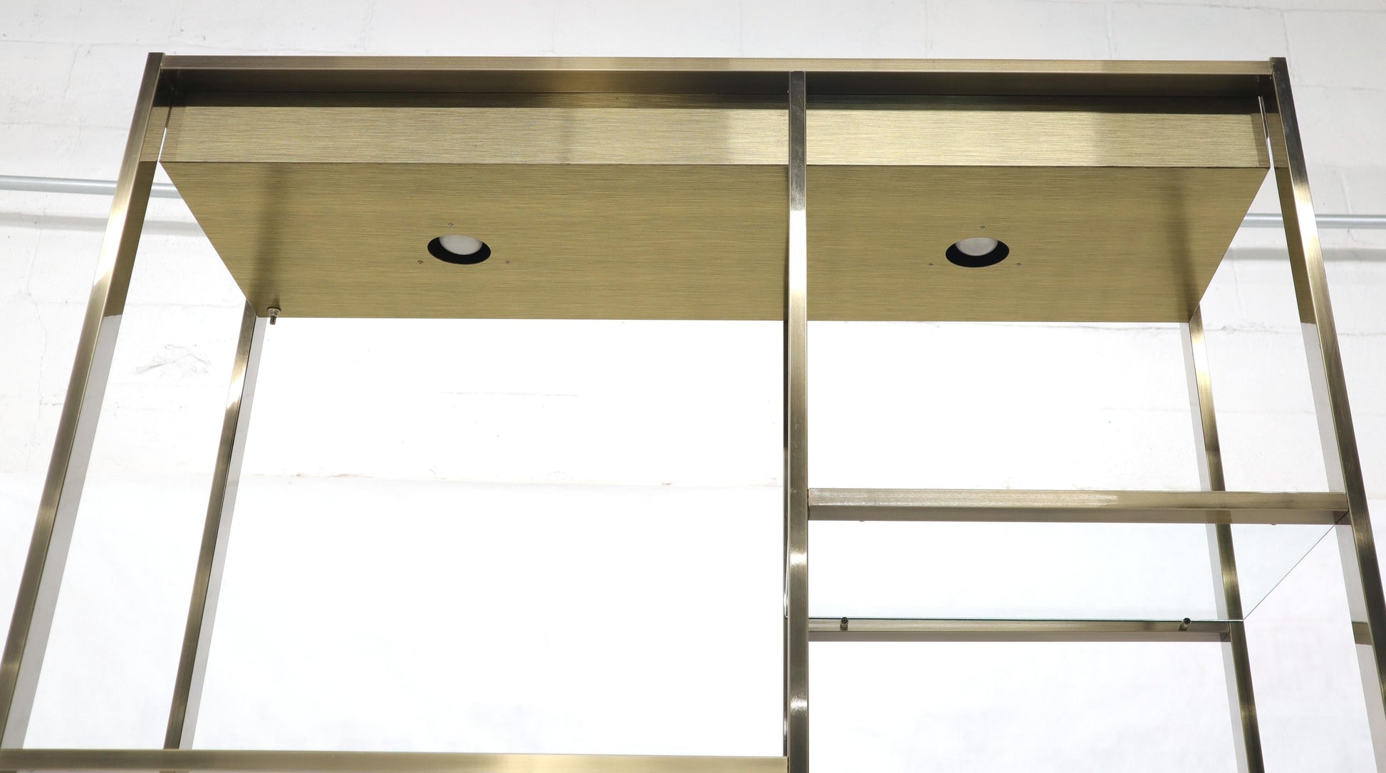 EstablishedLines Brass and Glass Lighted Étagère Vitrine