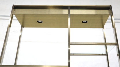 EstablishedLines Brass and Glass Lighted Étagère Vitrine
