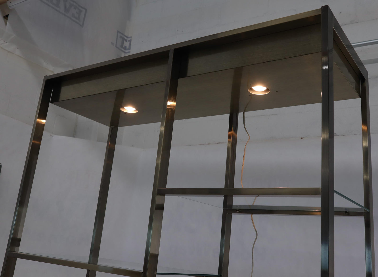 EstablishedLines Brass and Glass Lighted Étagère Vitrine