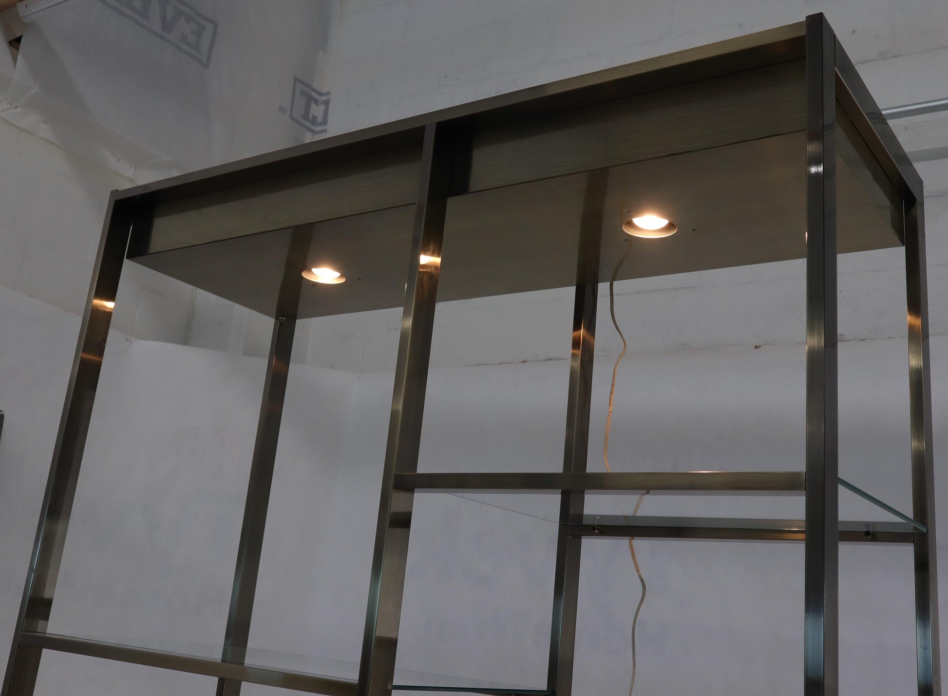 EstablishedLines Brass and Glass Lighted Étagère Vitrine