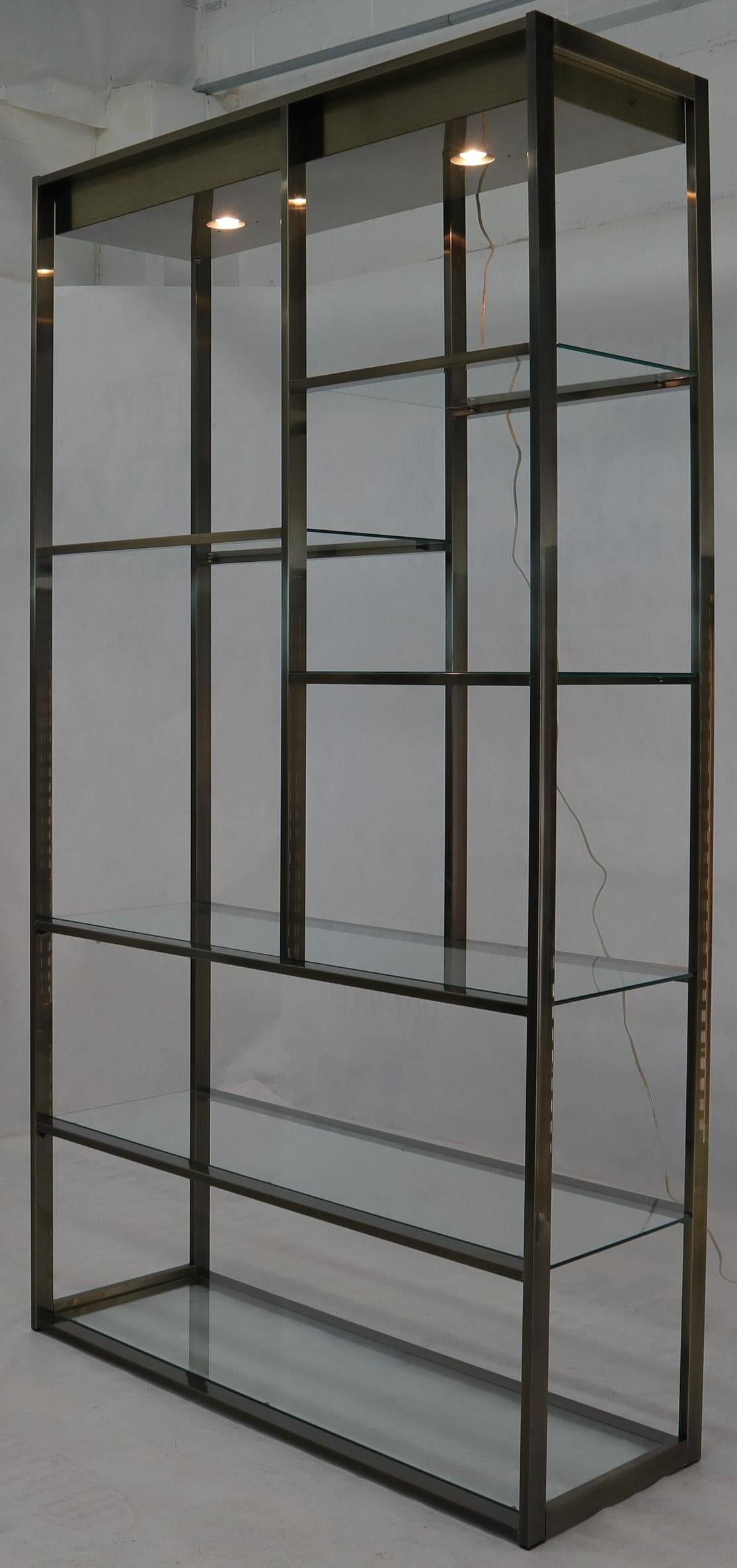EstablishedLines Brass and Glass Lighted Étagère Vitrine