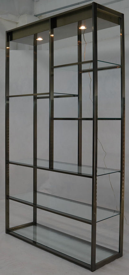 EstablishedLines Brass and Glass Lighted Étagère Vitrine