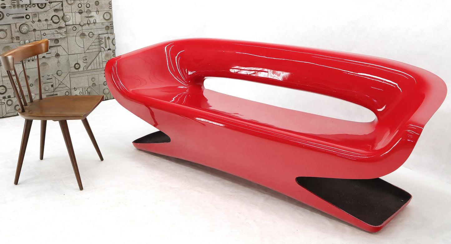 Red Molded Fiberglass Bench Love Seat