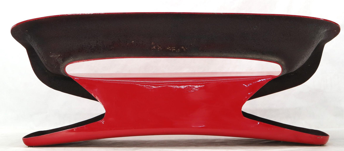 Red Molded Fiberglass Bench Love Seat