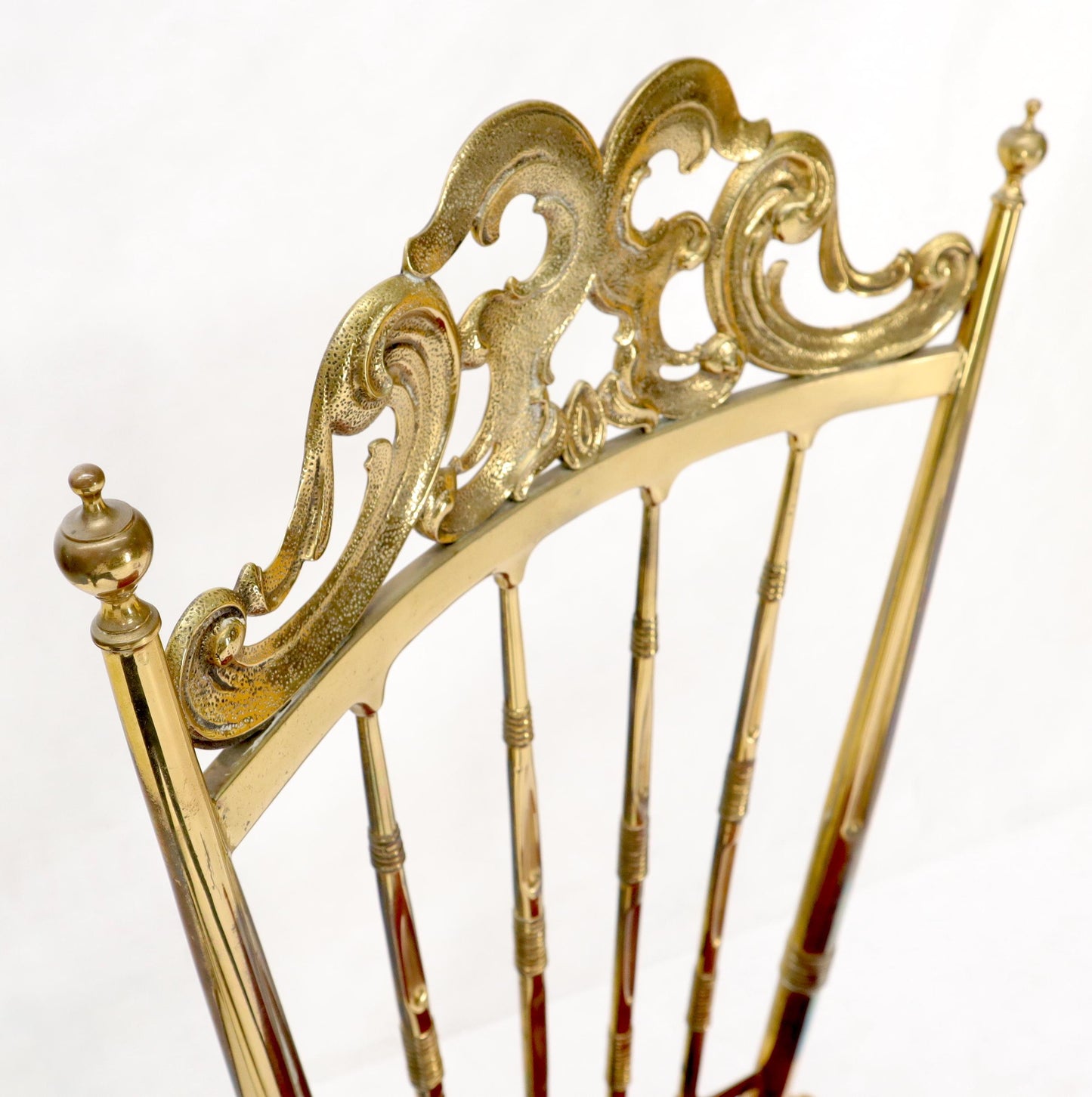 EstablishedLines Set of 2 Italian Solid Brass Chiavari Chairs from 1950s Salmon Red Upholstery