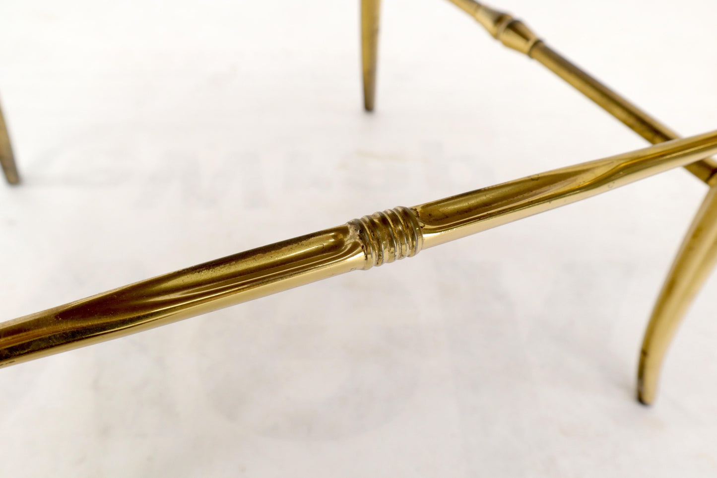 EstablishedLines Set of 2 Italian Solid Brass Chiavari Chairs from 1950s Salmon Red Upholstery