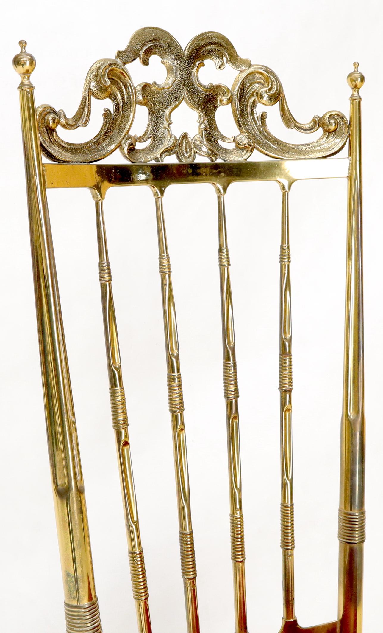 EstablishedLines Set of 2 Italian Solid Brass Chiavari Chairs from 1950s Salmon Red Upholstery