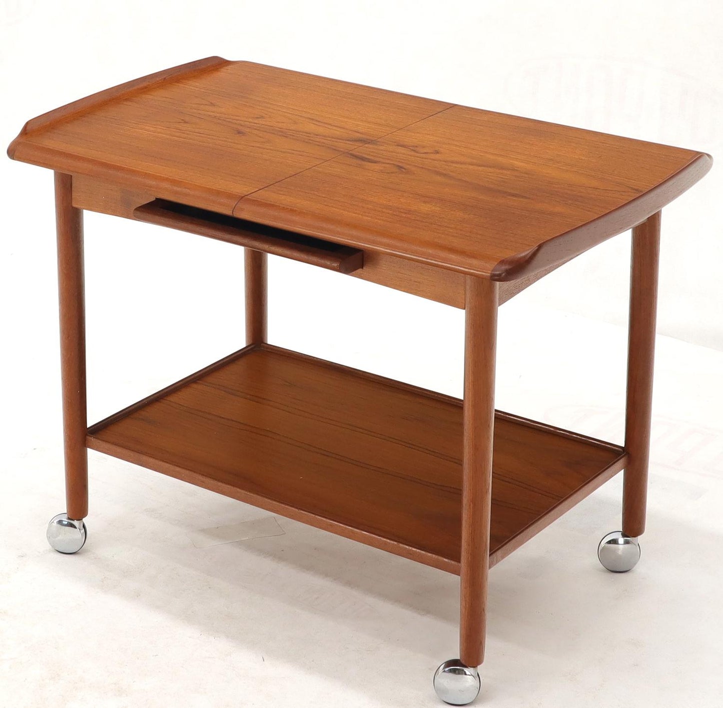 Danish Mid-Century Modern Teak Expandable Cart with One Leaf