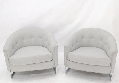 EstablishedLines New Basket Weave Wool Flax Blend Upholstery Barrel Back Lounge Chairs