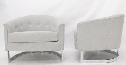 EstablishedLines New Basket Weave Wool Flax Blend Upholstery Barrel Back Lounge Chairs