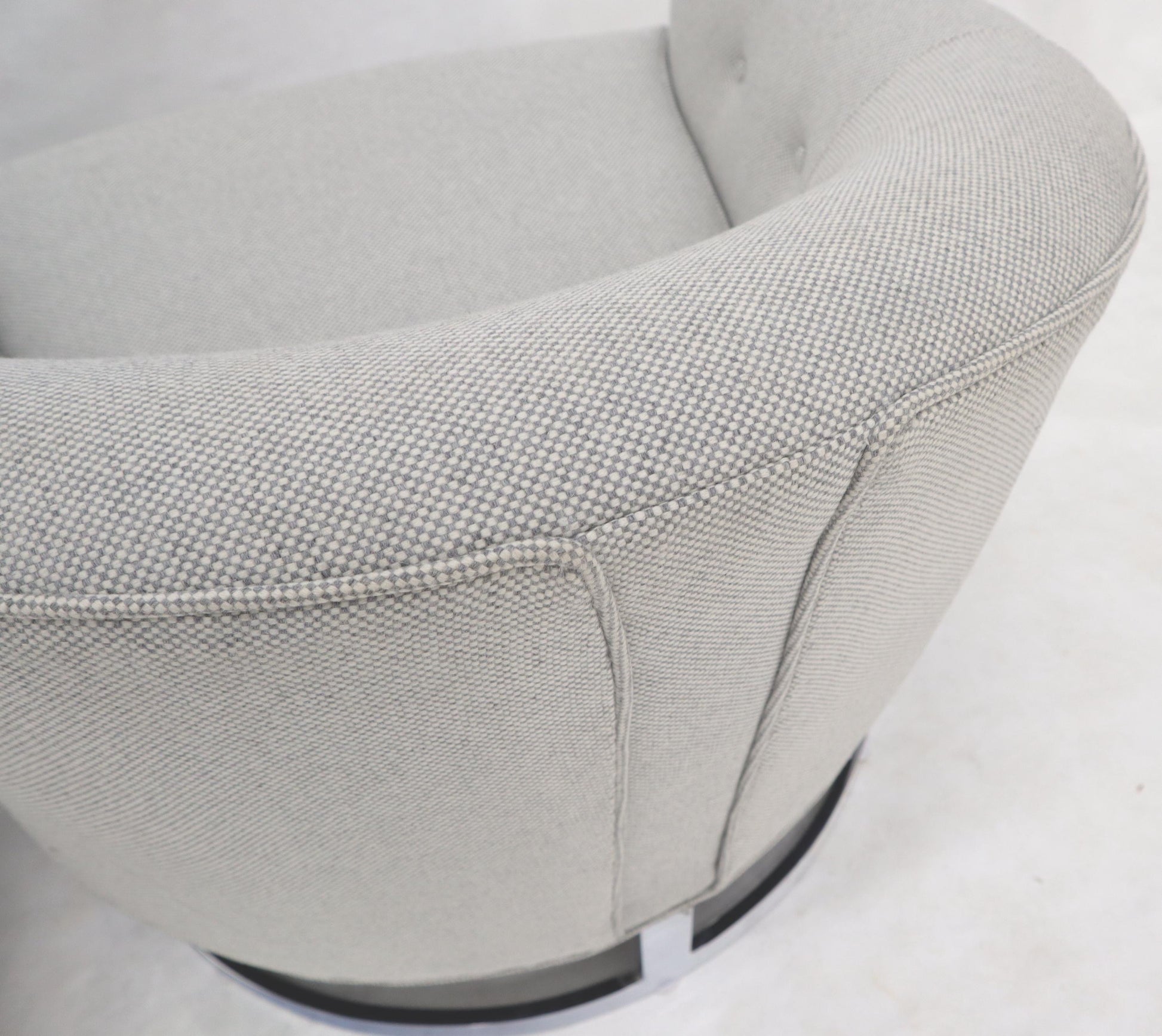 EstablishedLines New Basket Weave Wool Flax Blend Upholstery Barrel Back Lounge Chairs