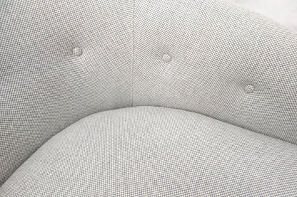 EstablishedLines New Basket Weave Wool Flax Blend Upholstery Barrel Back Lounge Chairs