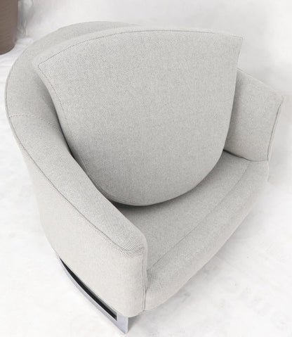 EstablishedLines New Basket Weave Wool Flax Blend Upholstery Barrel Back Lounge Chairs