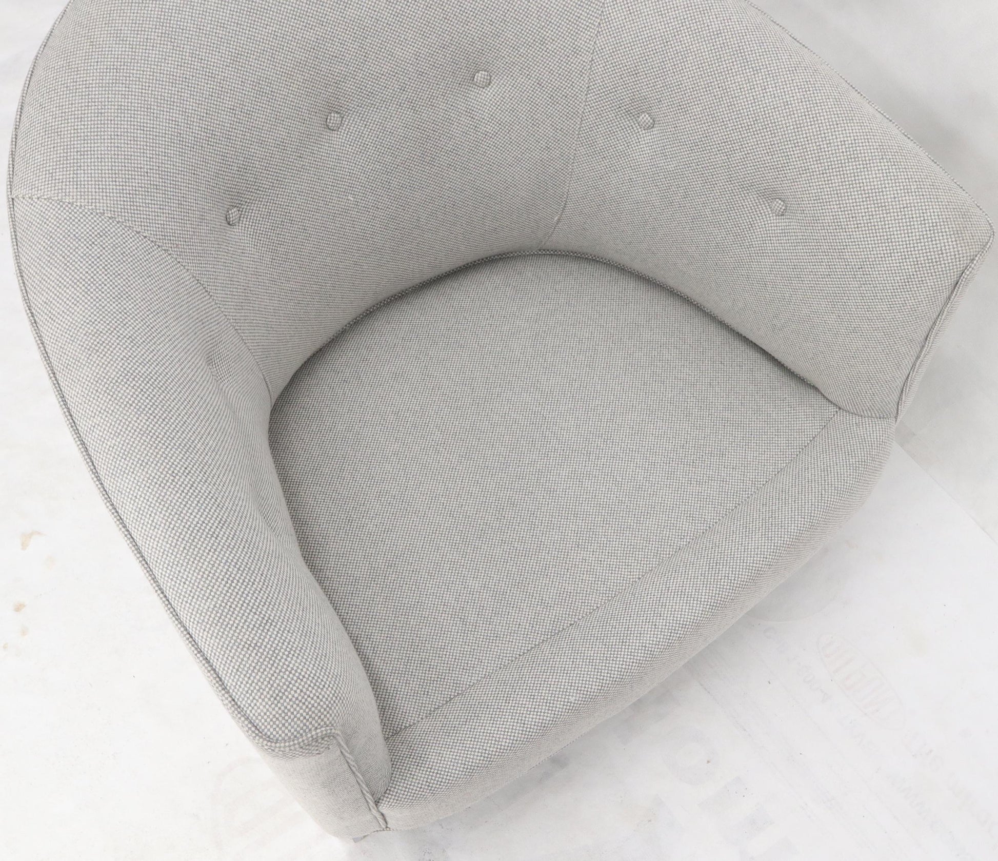 EstablishedLines New Basket Weave Wool Flax Blend Upholstery Barrel Back Lounge Chairs