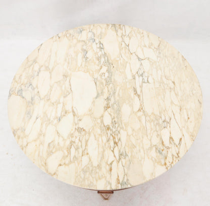 EstablishedLines Round Marble Top Ornate Carved Mahogany Base Coffee Table